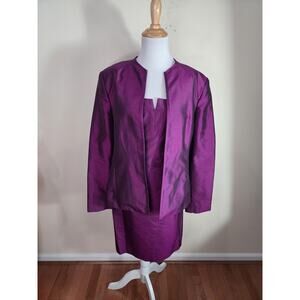 Vtg GEORGE GEORGIOU Purple 2 Piece Sleeveless Dress & Jacket 100% Silk Size 12